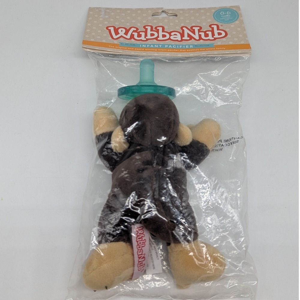 WubbaNub Infant Pacifier Monkey Plush Brown 0-6 Months Baby Newborn Soother NIP